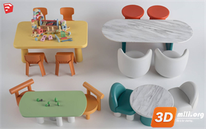 Kid's table and chairs Skp Files 